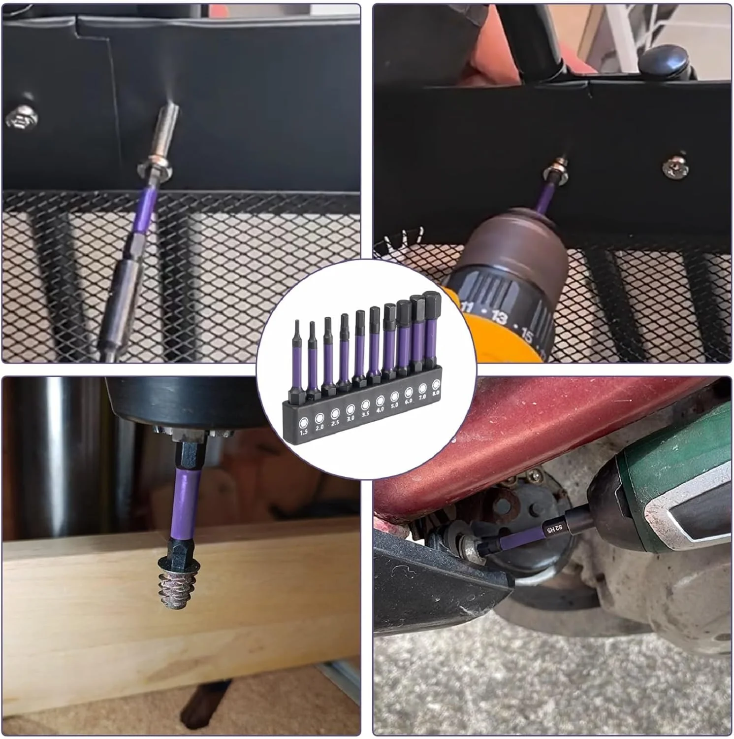 مجموعه ۱۰ عددی سری پیچ گوشتی آلنی مغناطیسی فولاد S2 (۱.۵ تا ۸ میلیمتر) با ساق هگز ۱/۴ اینچی، سری پیچ گوشتی ضربهای ۵۰ میلیمتری برای ابزار برقی، سری دریل آلن با دوام برای دریل و پیچ گوشتی ضربهای مجموعه ۱۰ عددی سری پیچ گوشتی آلنی مغناطیسی فولاد S2 (۱.۵ تا ۸ میلیمتر) با ساق هگز ۱/۴ اینچی، سری پیچ گوشتی ضربهای ۵۰ میلیمتری برای ابزار برقی، سری دریل آلن با دوام برای دریل و پیچ گوشتی ضربهای