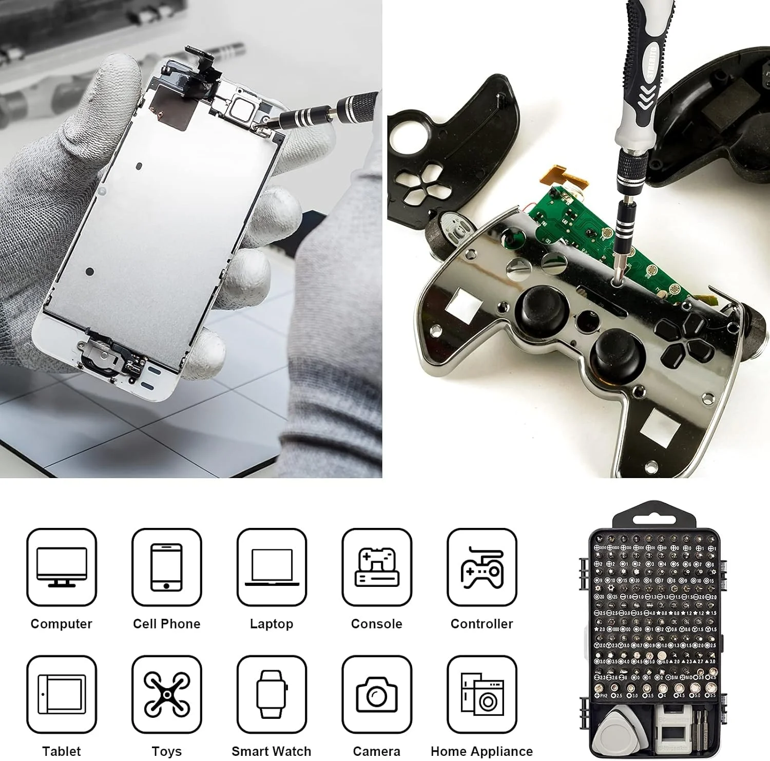 ست پیچ گوشتی دقیق KASTWAVE، ست ابزار الکترونیکی، ست پیچ گوشتی لپ تاپ، برای کامپیوتر، سازگار با مک بوک، کنسول بازی، تعمیر تبلت، جعبه ابزار جداسازی تلفن ساعت (130 تکه)