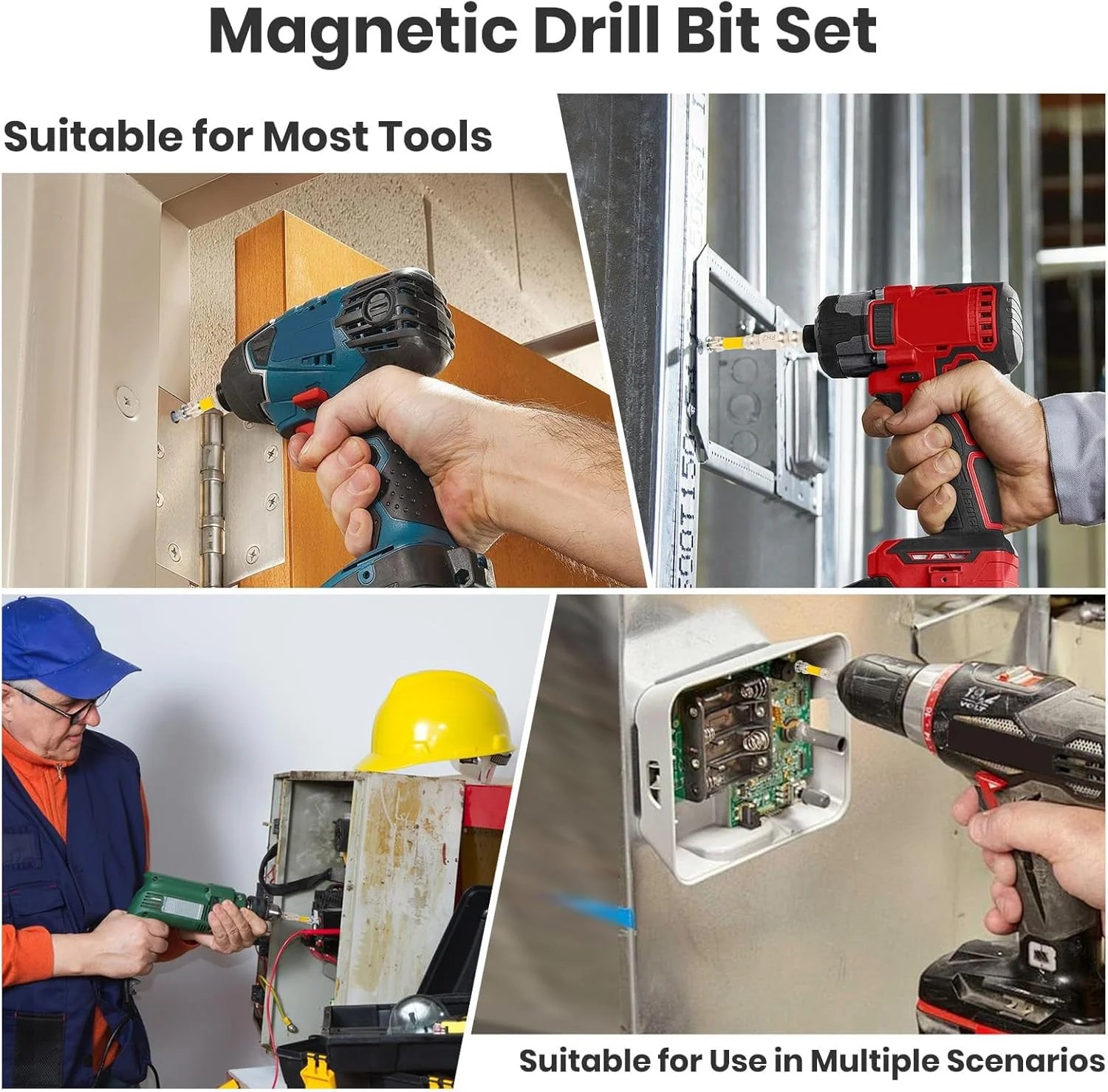 مجموعه سری پیچ گوشتی مغناطیسی قوی، سری مقاوم در برابر ضربه K5، ضد لغزش قوی برقی برای DIY و ساخت و ساز 25 50 65 70 90 150 میلی متر (6 عدد)