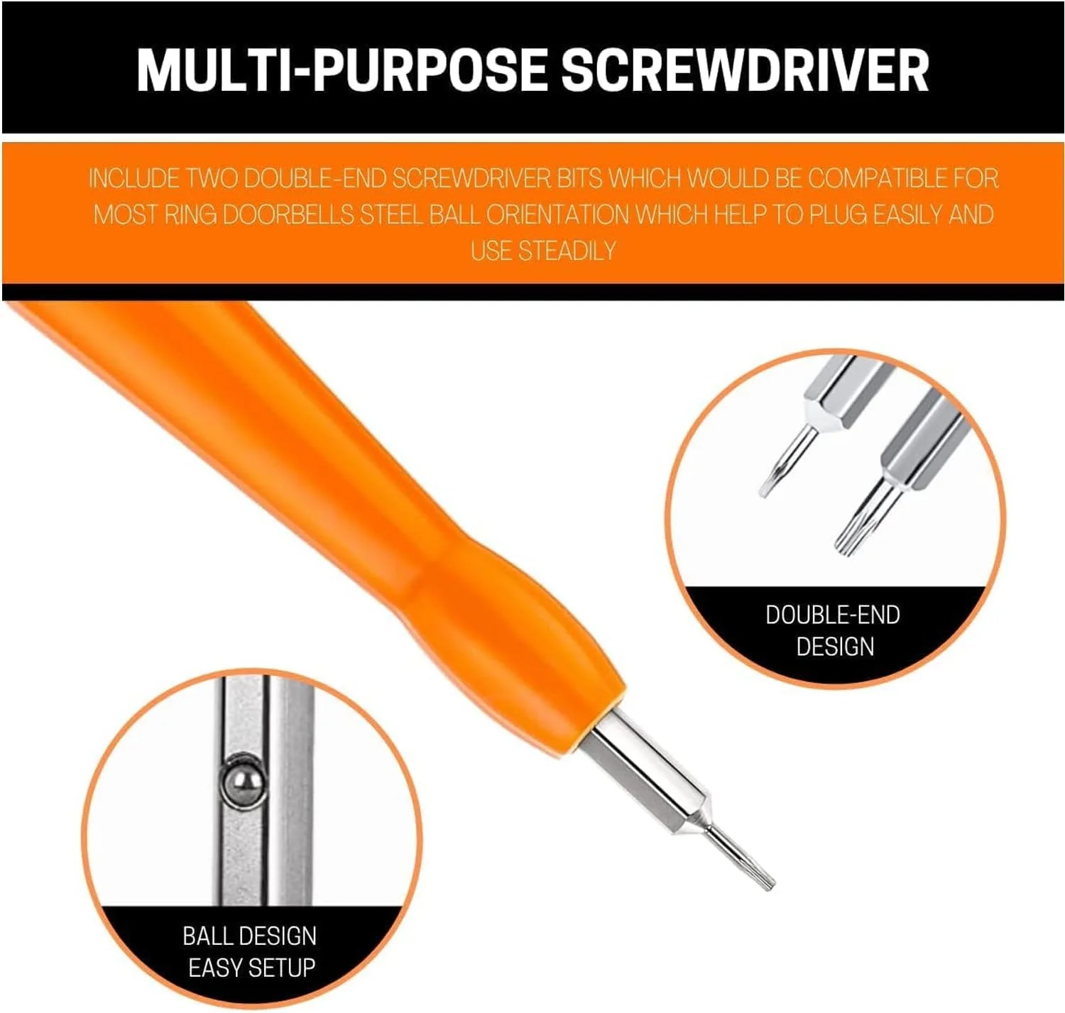 پیچ گوشتی رینگی KASTWAVE، پیچ گوشتی زنگ درب رینگی، مناسب برای زنگ درب تصویری، مجموعه سری پیچ گوشتی رینگی برای تعویض باتری و دسترسی به بازنشانی رمز عبور وای فای، سازگار با تمام زنگ های درب رینگی