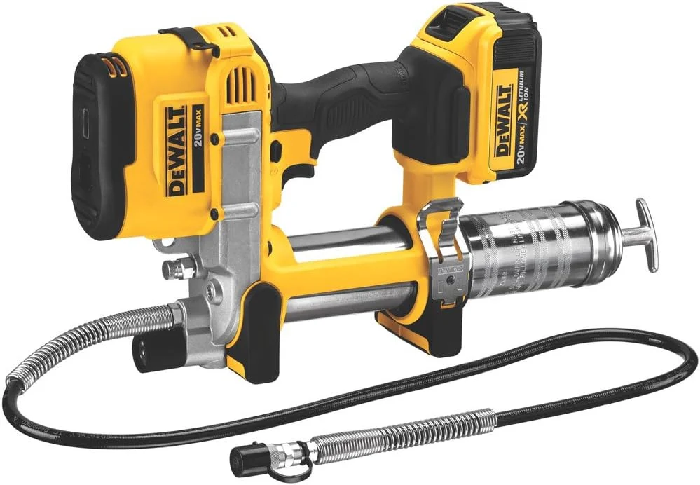مجموعه گریس پمپ شارژی 20 ولت DEWALT با باتری و شارژر، شلنگ 42 اینچی، 10000 PSI، ماشه سرعت متغیر (DCGG571M1)