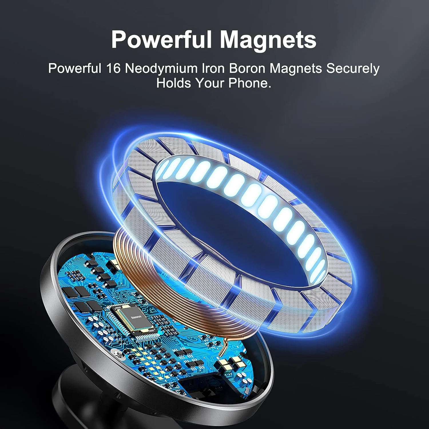 پایه شارژر وایرلس خودرو بیسوس 15 واتی، آهنربایی مناسب [داشبورد و دریچه هوا]، اتصال مغناطیسی شارژ سریع، نگهدارنده تلفن همراه سازگار با مگ‌سیف برای سری آیفون 13 و 12