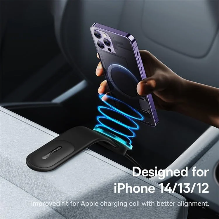 نگهدارنده مغناطیسی گوشی موبایل خودرو Baseus C02 Pro، شارژر بی‌سیم 15 واتی خودرو برای داشبورد، پایه نگهدارنده خودرو Magsafe با قابلیت چرخش 360 درجه سازگار با سری iPhone 15