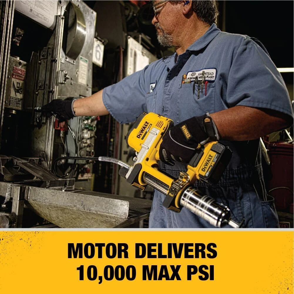تفنگ گریس کاری شارژی 20 ولت DEWALT MAX، شلنگ 42 اینچی، 10000 PSI، ماشه سرعت متغیر، فقط ابزار (DCGG571B)
