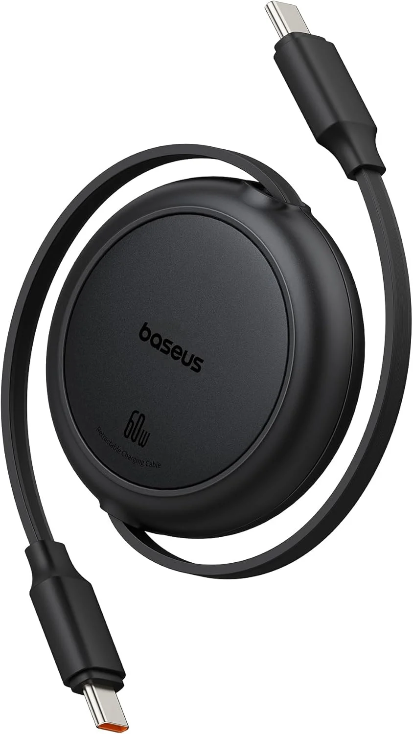 کابل جمع‌شونده مینی 60 واتی USB-C بیسوس، کابل 1 متری USB-C به USB-C PD 3A با شارژ سریع، طول 4 مرحله‌ای، شارژر Type C برای آیفون، مک‌بوک، آیپد پرو، گلکسی S24، اندروید، دستگاه‌های USB-C، انتقال داده