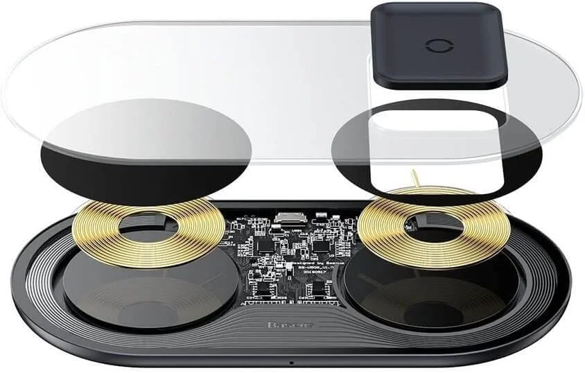 شارژر بی‌سیم 2 در 1 Baseus Simple Turbo Edition 24W (همراه با شارژر 12 ولت) (CN) (Qi) مشکی