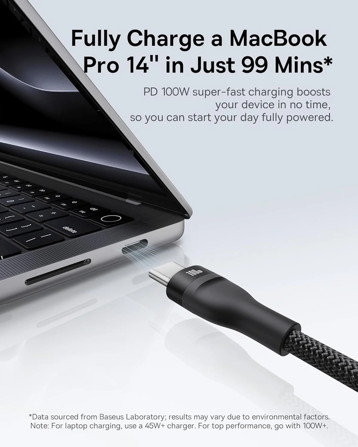 کابل شارژ چند منظوره 3 در 1 باسئوس، 100 وات، USB C به USB C، کابل شارژ سریع 1.5 متری بافته شده Type C برای آیفون 16 پرو مکس، سری 15، مک بوک، آیپد و غیره (سری Flash 3)