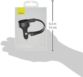 شارژر فندکی جمع شونده 2 در 1 باسئوس مدل Enjoyment با توان 30 وات - مشکی