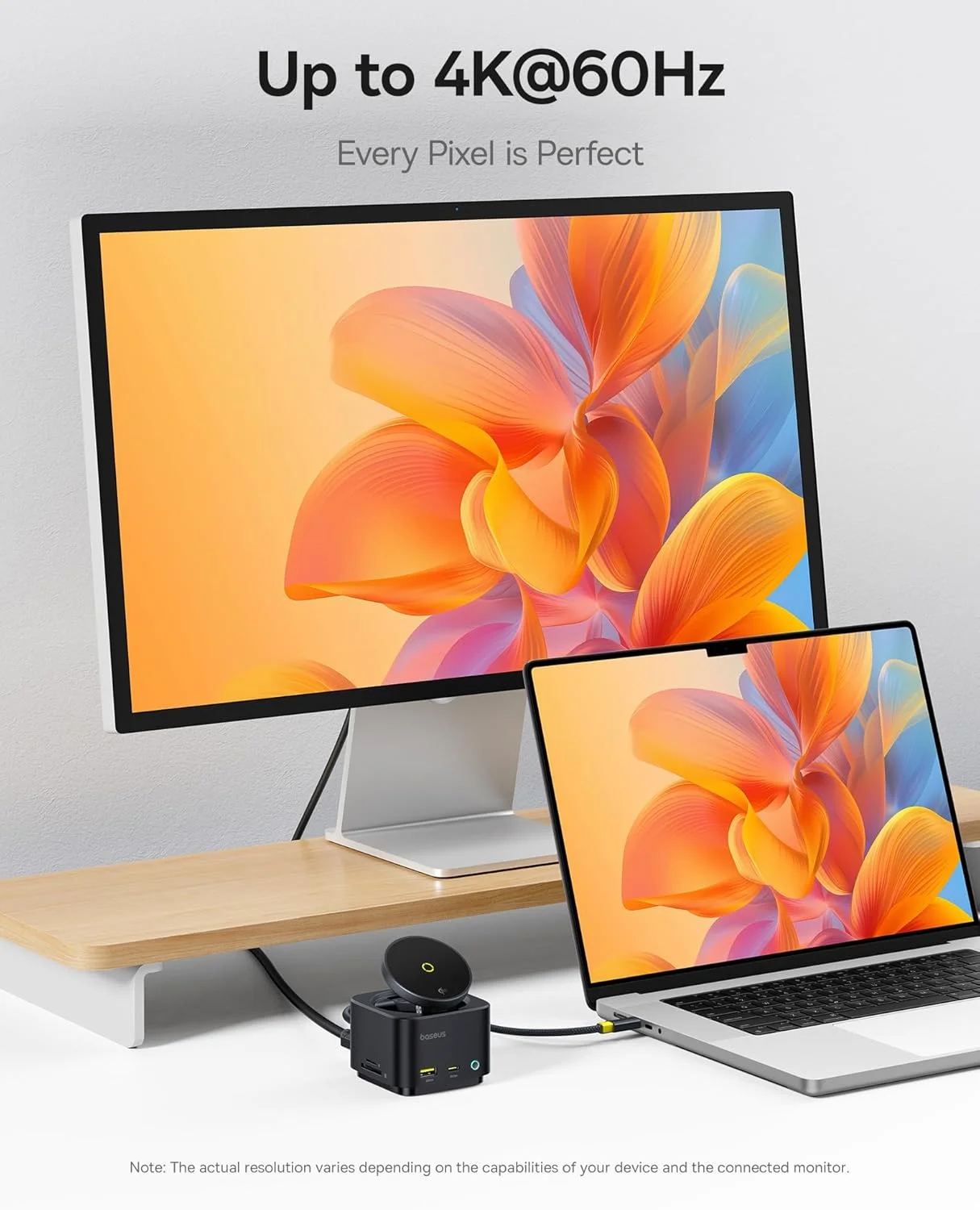 هاب ایستگاه شارژ 7 در 1 بیسوس، شارژر وایرلس 15 واتی با پورت HDMI 4K با نرخ 60 هرتز، پورت PD 100 واتی، پورت USB با سرعت 10 گیگابیت بر ثانیه، کارت خوان SD سازگار با آیفون/مک/دل/اچ پی/سرفیس