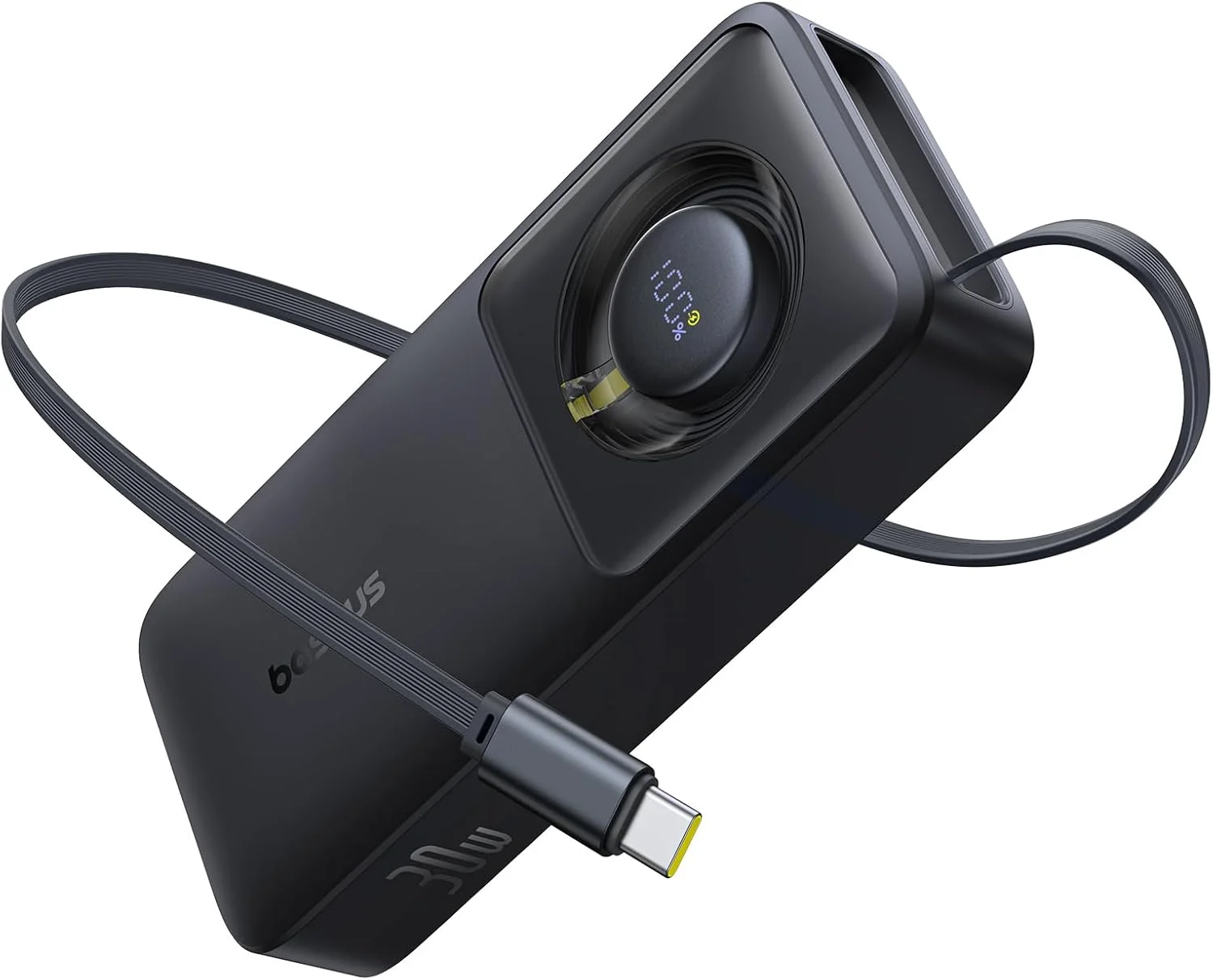 شارژر همراه 10000 میلی آمپر ساعتی بیسوس با کابل USB-C داخلی، خروجی PD 30W، نمایشگر LED، پاوربانک شارژ سریع برای آیفون 16 پرو، سامسونگ گلکسی S24/S23/S22، مک بوک ایر/پرو، آیپد پرو، گوگل پیکسل