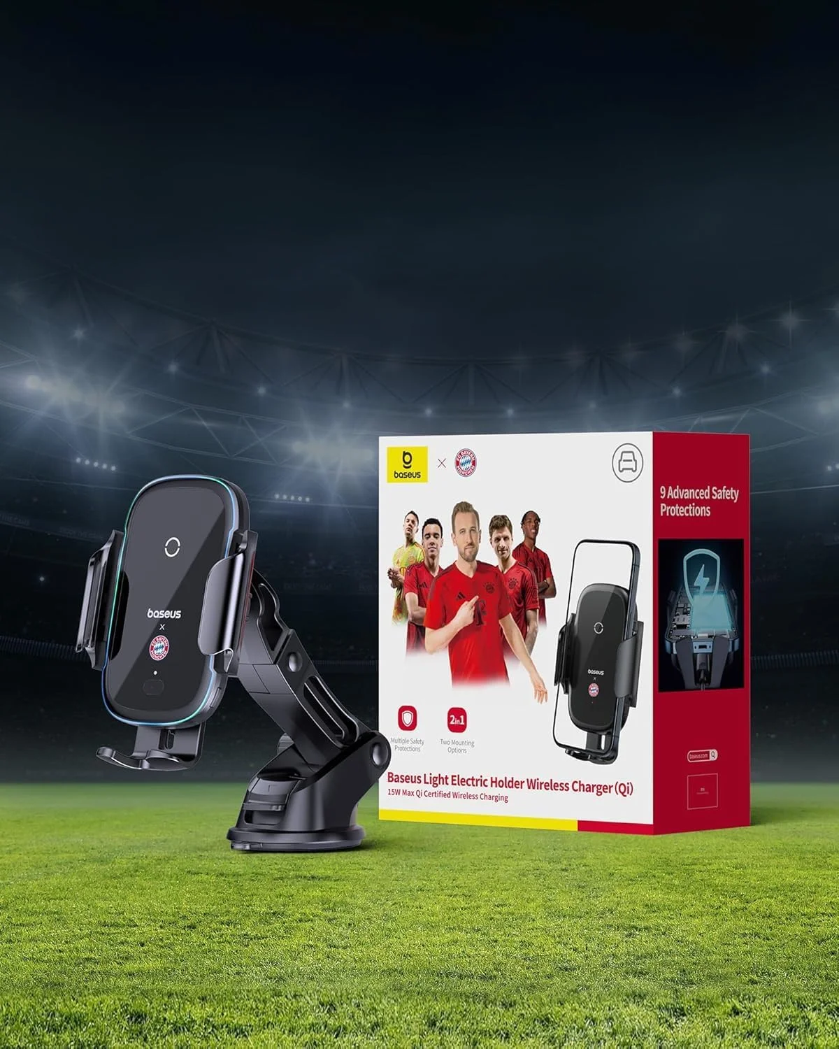 پایه نگهدارنده گوشی موبایل بیسوس Qi برای خودرو با قابلیت شارژ، شارژ سریع 15 واتی، گیره اتوماتیک و رهاسازی با یک کلیک، شارژر برای آیفون 16 پرو مکس 15 پلاس 14 13 12، رنگ مشکی