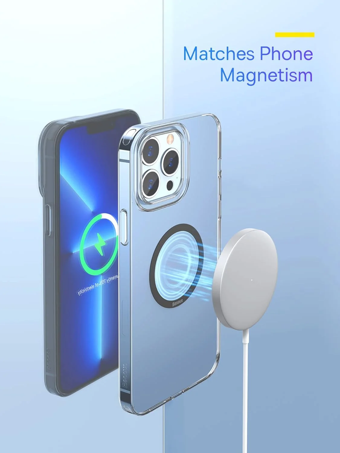 برچسب حلقه فلزی مغناطیسی شارژر بی‌سیم Baseus، بسته 2 عددی، حلقه برچسب مغناطیسی برای آیفون 15 پرو مکس، سامسونگ S23 Ultra و غیره - مشکی
