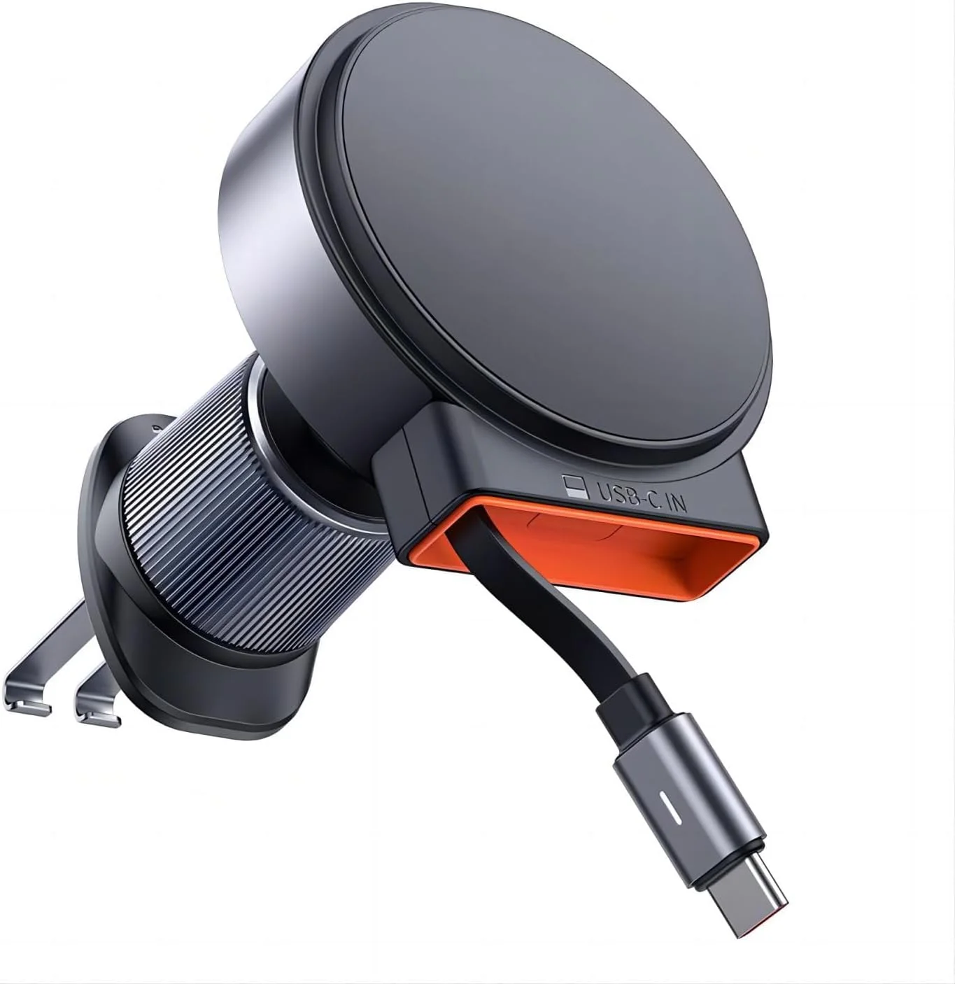 شارژر فندکی خودرو، شارژر فندکی جمع شونده 15 واتی، مجهز به کابل توسعه پذیر Type-C، شارژ سریع دوگانه، هولدر مغناطیسی تلفن همراه خودرو، مناسب برای دریچه خودرو