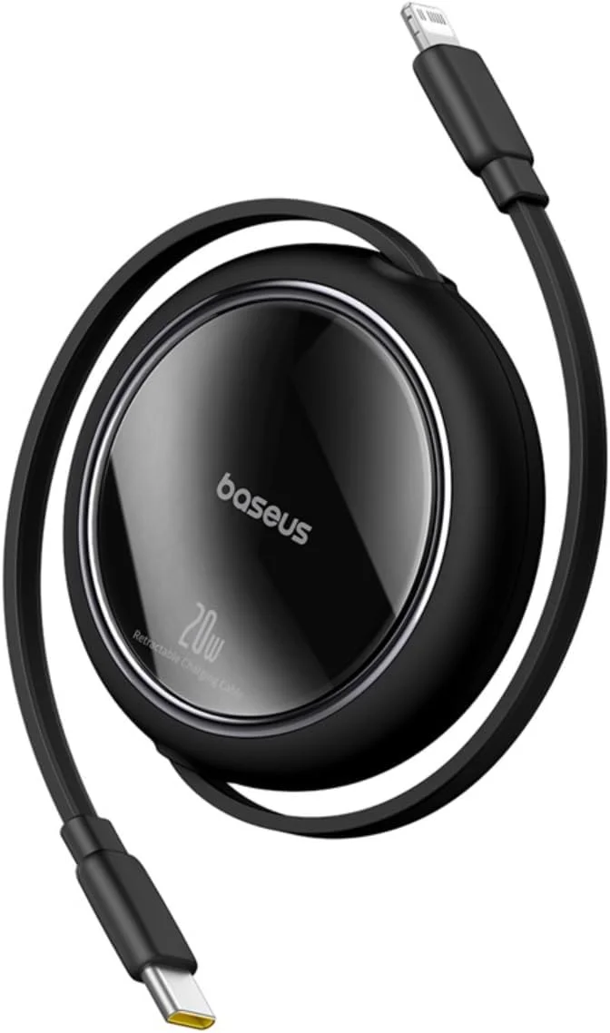 کابل جمع‌شونده USB-C به لایتنینگ Baseus Free2Pull PD 20W، کابل شارژ آیفون با قابلیت جمع‌شوندگی دو طرفه، کابل انتقال داده با سرعت بالا برای آیفون 14 پرو مکس، آیفون 13 12 11 XS XR X 8 7 6، آیپد و غیره