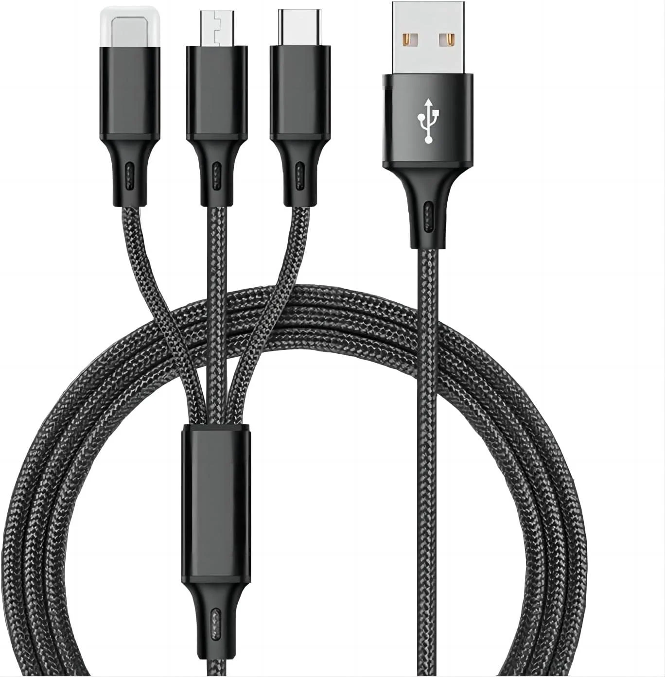 کابل شارژ سریع نایلونی بافته شده 3 در 1 برای آیفون، سامسونگ، هواوی، اوپو و تبلت ها