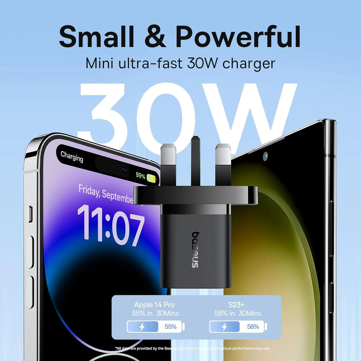 شارژر سریع 30 واتی Baseus GaN5 Mini، تک پورت Type-C، مشکی