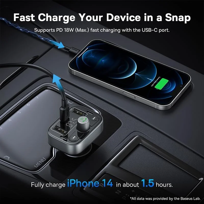 فرستنده FM 5.3 Baseus برای خودرو، PD 18W با میکروفون قوی تر و صدای باس HiFi، آداپتور رادیو فندکی، شارژر پخش موسیقی، پشتیبانی از هندزفری، نور پس زمینه LED، کارت TF و فلش درایو فرستنده FM 5.3 Baseus برای خودرو، PD 18W با میکروفون قوی تر و صدای باس HiFi، آداپتور رادیو فندکی، شارژر پخش موسیقی، پشتیبانی از هندزفری، نور پس زمینه LED، کارت TF و فلش درایو