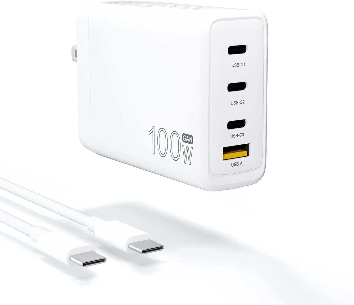 شارژر لپ تاپ 100 واتی USB-C زوسام GaN، 4 پورت PD، ایستگاه شارژ سریع، مناسب برای لنوو، اچ پی، ایسوس، سامسونگ، مک بوک پرو، ایر، آیپد پرو، ایسر، ریزر، لپ تاپ دل، تلفن های همراه، با کابل 1.5 متری Type C