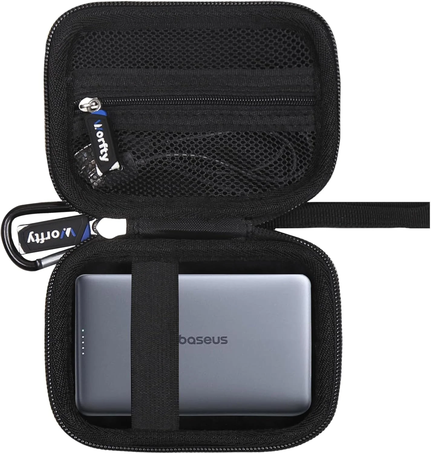 کیف محافظ شارژر قابل حمل بیسوس Picogo Magsafe 0.5 اینچی فوق العاده باریک Qi2 دارای توان 15 وات - کیف حمل محافظ مسافرتی (مشکی)