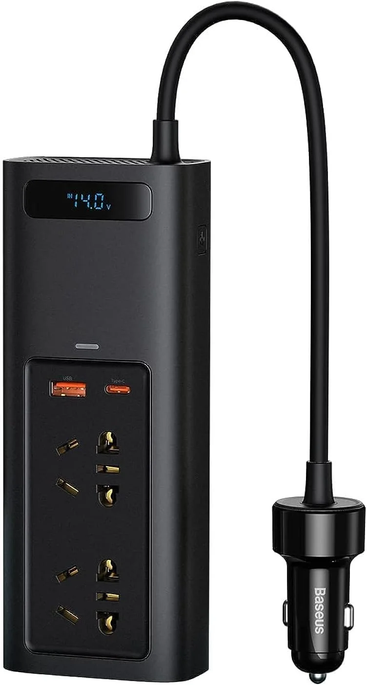 اینورتر 150 واتی داخل خودرو بیسوس (220 ولت CN/EU) مشکی اینورتر 150 واتی داخل خودرو بیسوس (220 ولت CN/EU) مشکی