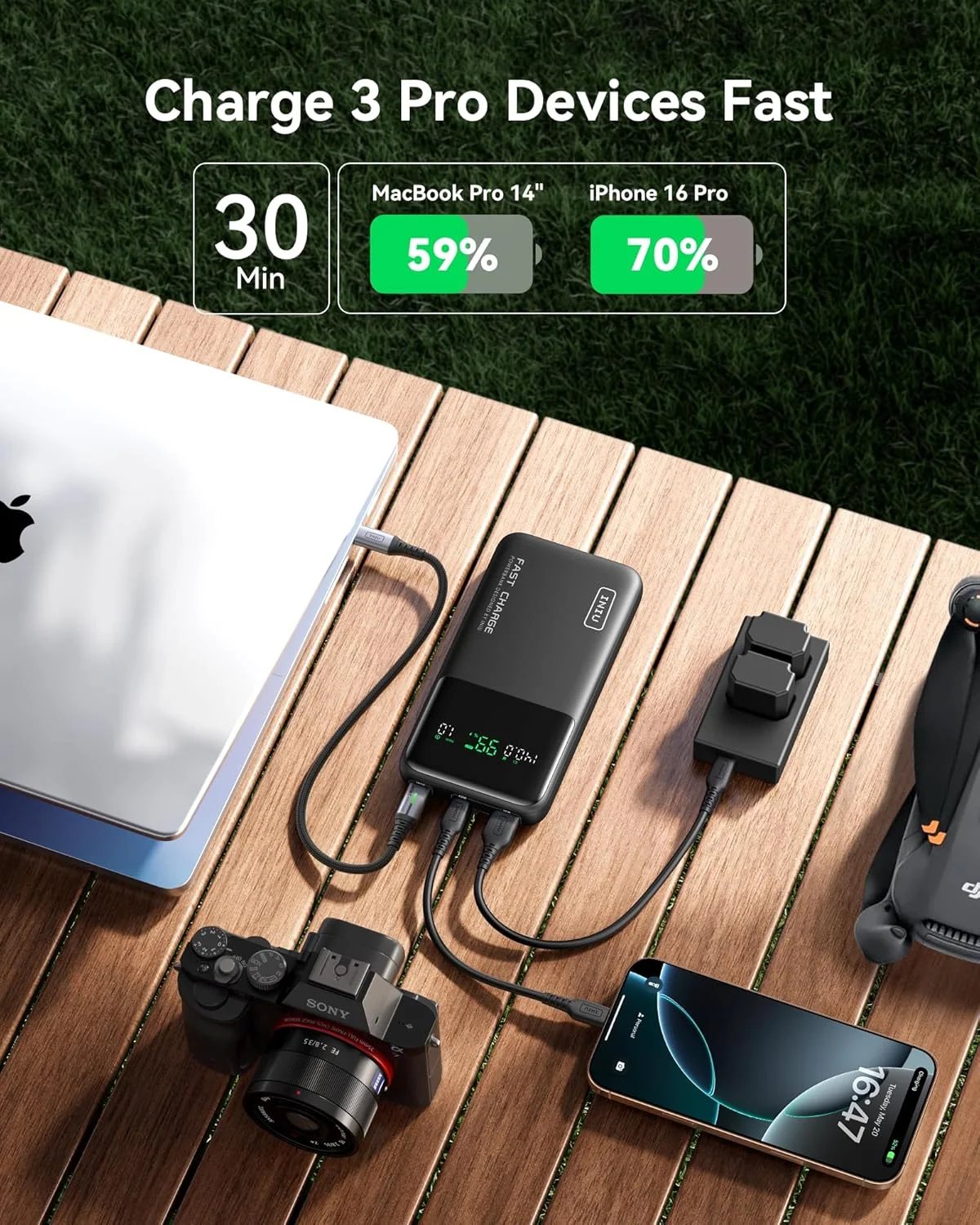 پاوربانک 140 واتی INIU، شارژر قابل حمل لپ تاپ با ظرفیت بالای 27000 میلی آمپر ساعت، پاوربانک تبلت USB C ورودی و خروجی، شارژ تلفن با صفحه نمایش دیجیتال هوشمند سازگار با آیفون 15، سامسونگ، آیپد، مک بوک، ایرپاد و غیره.