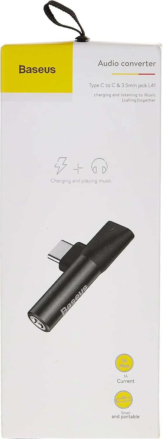 تبدیل Type-C (ورودی) به کانکتور مادگی و آداپتور کانکتور 3.5 میلیمتری Baseus L41 مشکی، CATL41-01 تبدیل Type-C (ورودی) به کانکتور مادگی و آداپتور کانکتور 3.5 میلیمتری Baseus L41 مشکی، CATL41-01