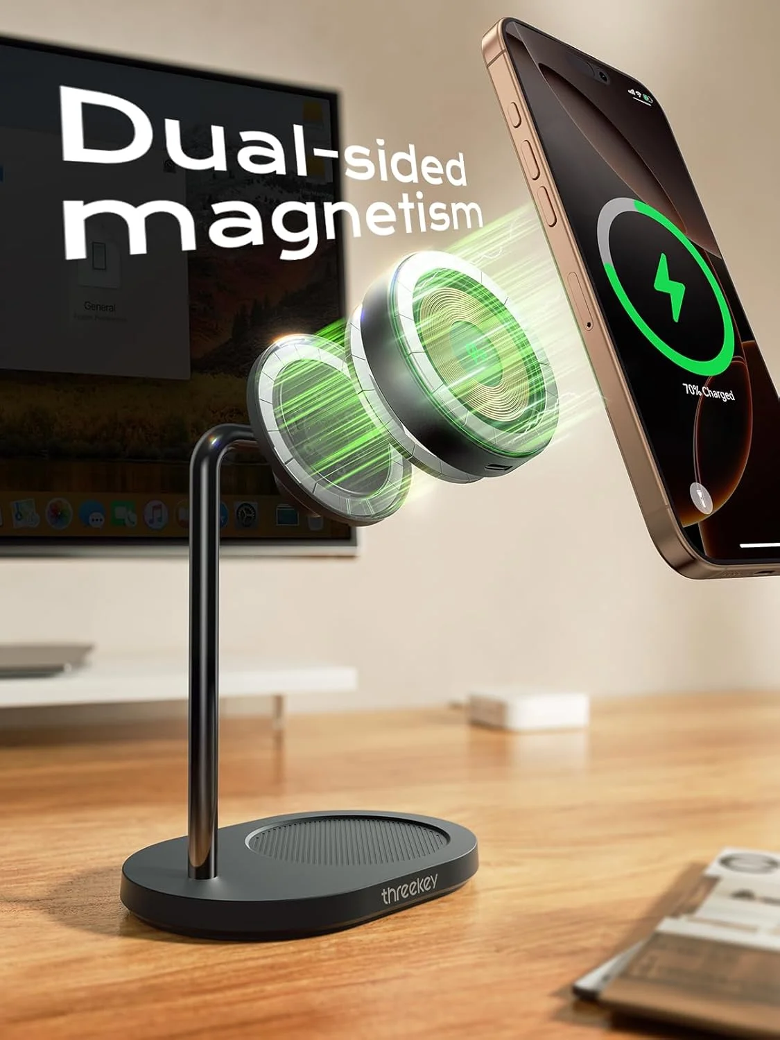 استند شارژ THREEKEY، برای شارژر MagSafe با چرخش 180 درجه، پد شارژ سریع Qi2 15W با آهنرباهای دو طرفه، استند شارژر بی سیم مغناطیسی برای سری iPhone 16-12 / Airpods (مشکی TZH103) استند شارژ THREEKEY، برای شارژر MagSafe با چرخش 180 درجه، پد شارژ سریع Qi2 15W با آهنرباهای دو طرفه، استند شارژر بی سیم مغناطیسی برای سری iPhone 16-12 / Airpods (مشکی TZH103)