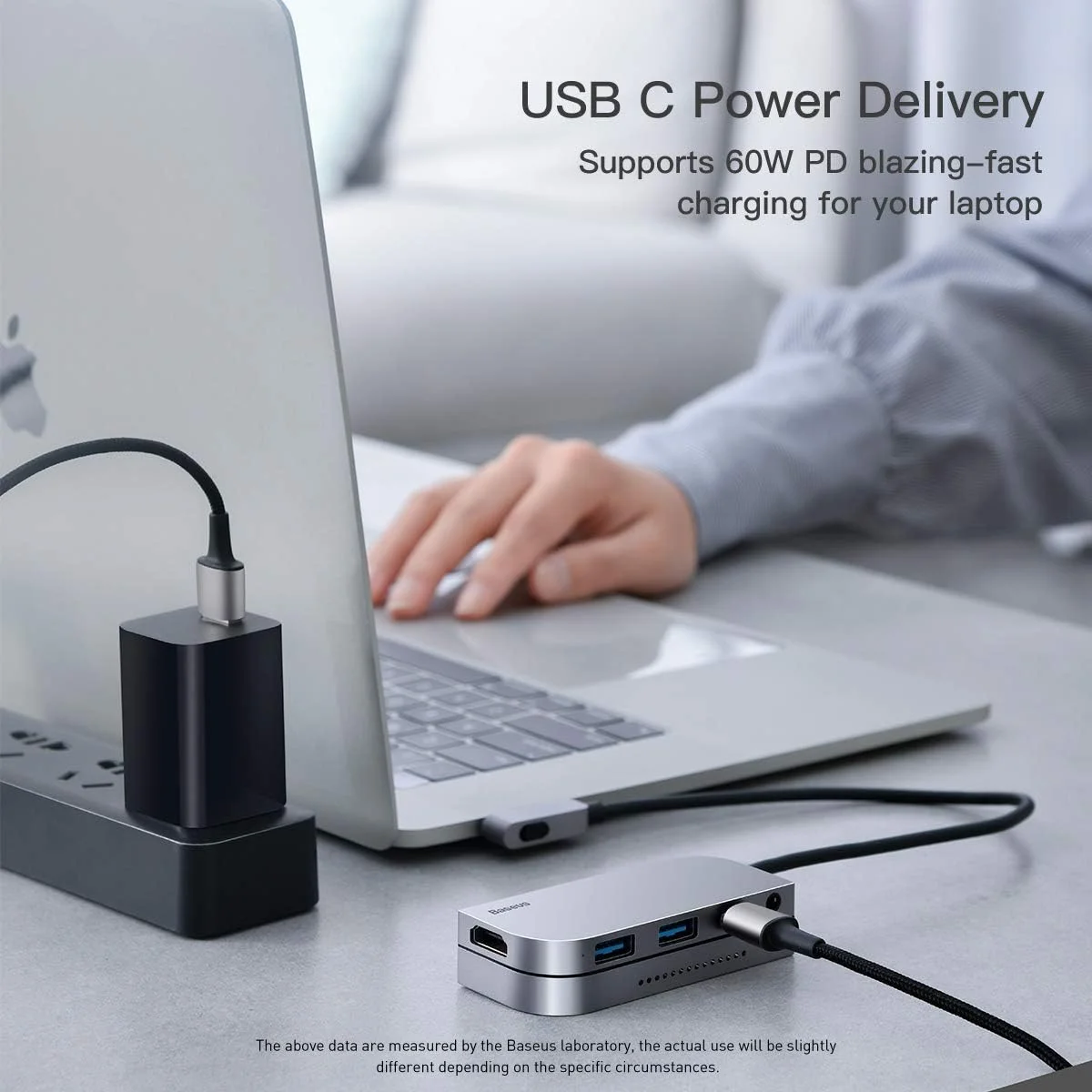 هاب USB C داکینگ استیشن Baseus (نسخه ارتقا یافته) آداپتور دانگل نامرئی 6 در 1 با 4K HDMI، 2 پورت USB 3.0، USB-C PD 60W، صدای 3.5 میلی‌متری، Micro SD برای آیپد پرو 2018، 2019، 2020، 2021، مک‌بوک پرو و غیره - تصویر 3