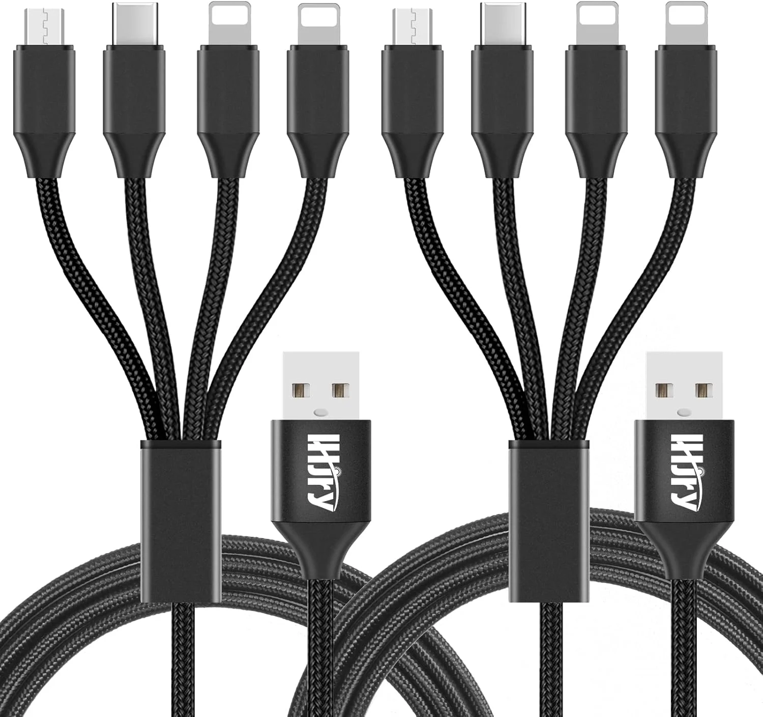 کابل شارژ چندگانه 2 عددی، کابل شارژر چند منظوره 2 متری 4 در 1، کابل شارژ USB جهانی به Type-C/Micro USB، کابل شارژ سریع سازگار با تلفن های همراه و موارد دیگر