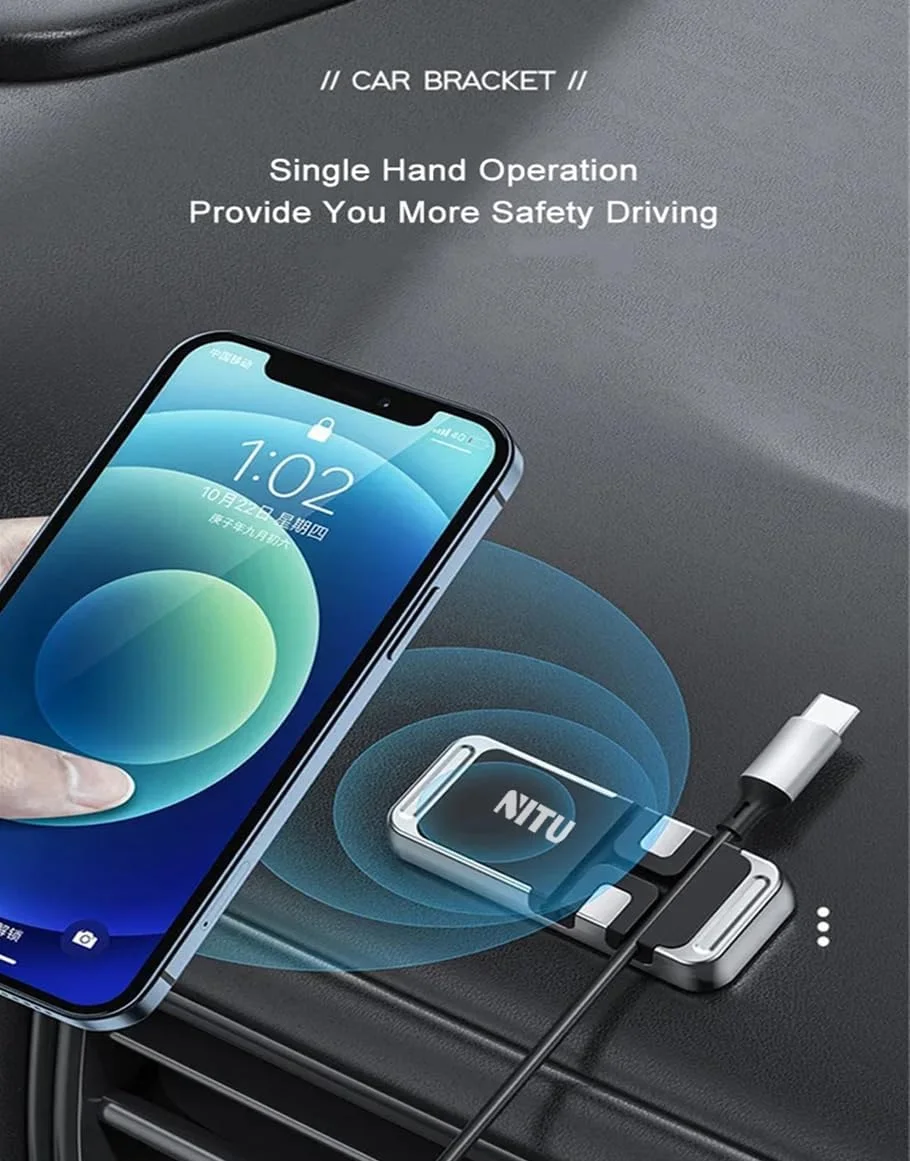 نگهدارنده مغناطیسی گوشی NITU برای گوشی در خودرو، پایه کوچک قابل حمل با آهنربای قوی، نگهدارنده موبایل داشبورد خودرو GPS
