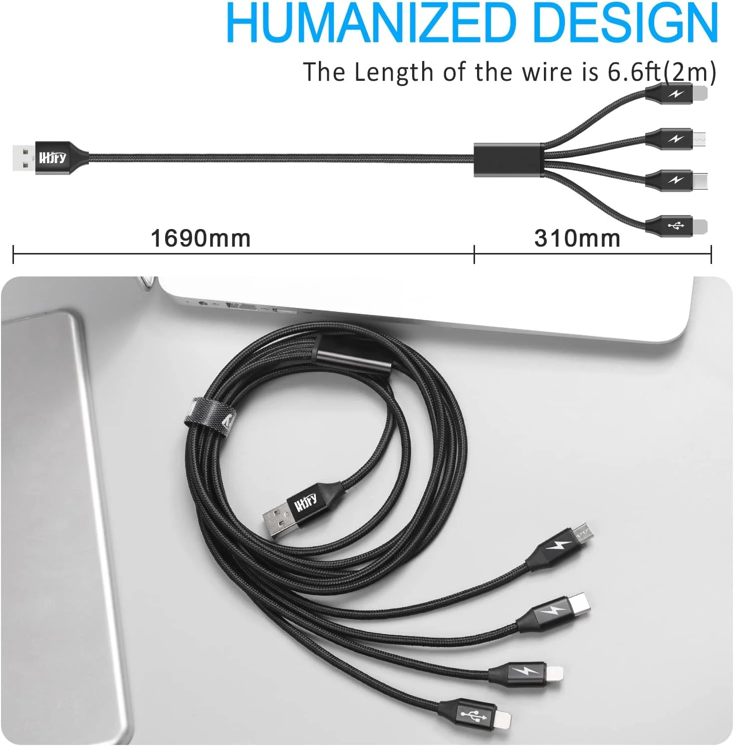 کابل شارژ چندگانه 2 عددی، کابل شارژر چند منظوره 2 متری 4 در 1، کابل شارژ USB جهانی به Type-C/Micro USB، کابل شارژ سریع سازگار با تلفن های همراه و موارد دیگر کابل شارژ چندگانه 2 عددی، کابل شارژر چند منظوره 2 متری 4 در 1، کابل شارژ USB جهانی به Type-C/Micro USB، کابل شارژ سریع سازگار با تلفن های همراه و موارد دیگر