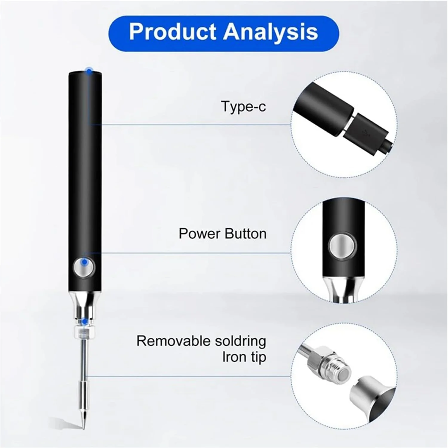 کیت هویه کاری KASTWAVE، ابزار هویه کاری بی سیم، قلم ابزار جوشکاری الکترونیکی قابل تنظیم دما با 3 نوک قابل تعویض برای تعمیر لوازم خانگی