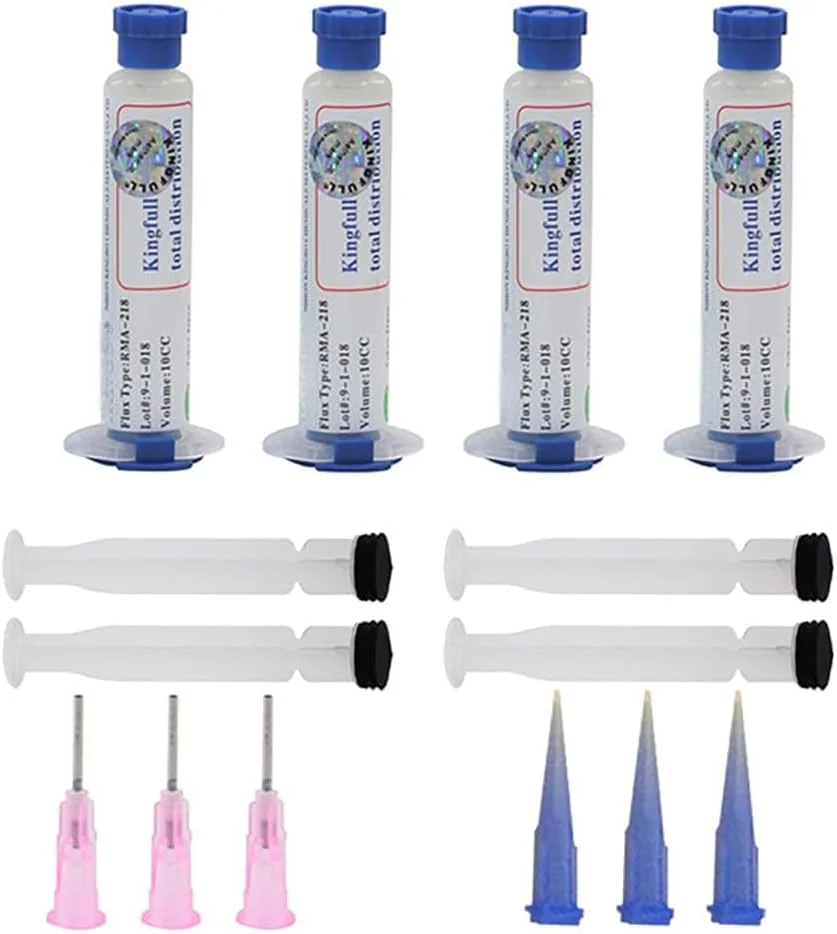 روغن لحیم برای لحیم کاری الکترونیک، 4 عدد خمیر روغن لحیم بدون نیاز به تمیز کردن، لحیم کاری قلع، روغن لحیم رُزین بدون سرب برای بردهای مدار و سیم برق مسی (10 سی سی/بطری)