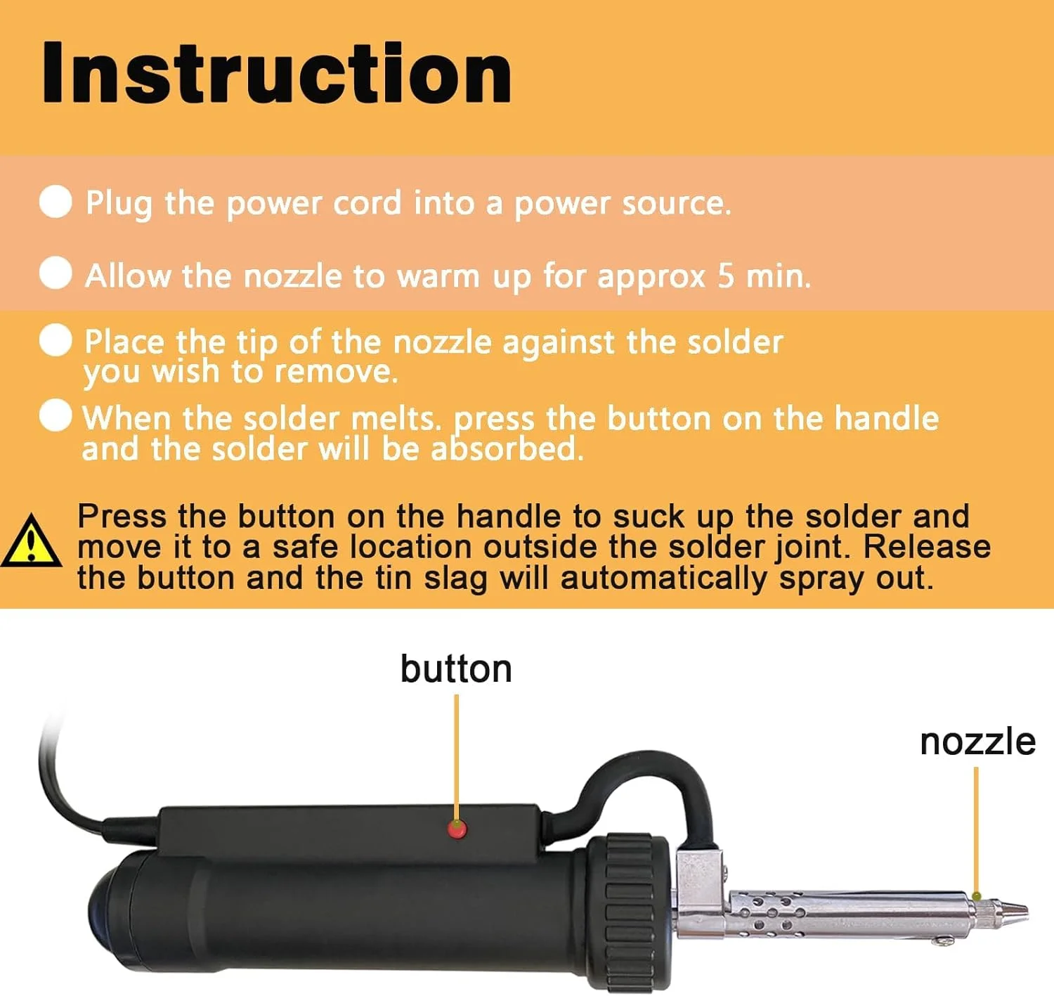 قلع کش برقی قابل حمل با 3 نازل، پمپ تخلیه قلع اتوماتیک، مکنده برقی AC220V 30W، ابزار تعمیر و حذف لحیم کاری با مکش فوق العاده قوی