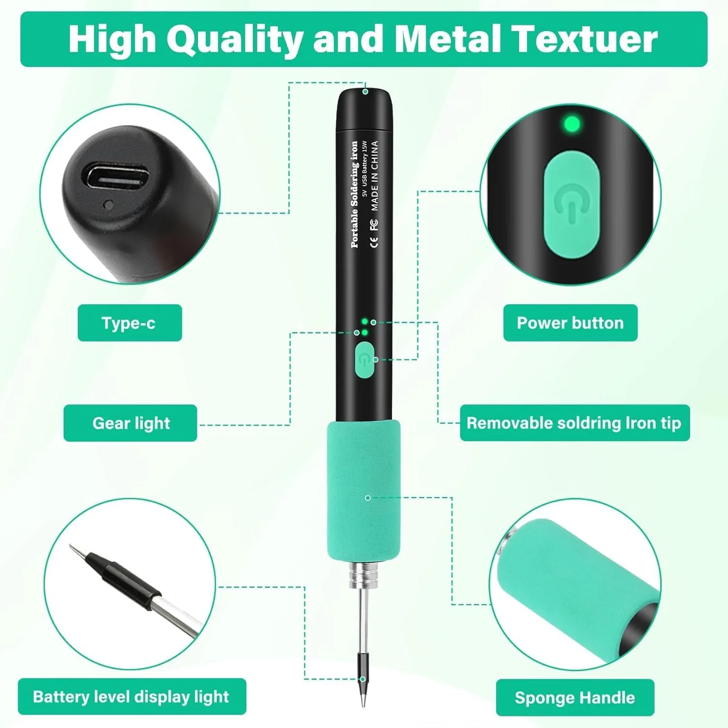 هویه لحیم کاری بی سیم KASTWAVE - ابزار لحیم کاری قابل حمل با قابلیت شارژ USB با 3 تنظیمات دما - ایده آل برای تعمیر لوازم خانگی و پروژه های DIY