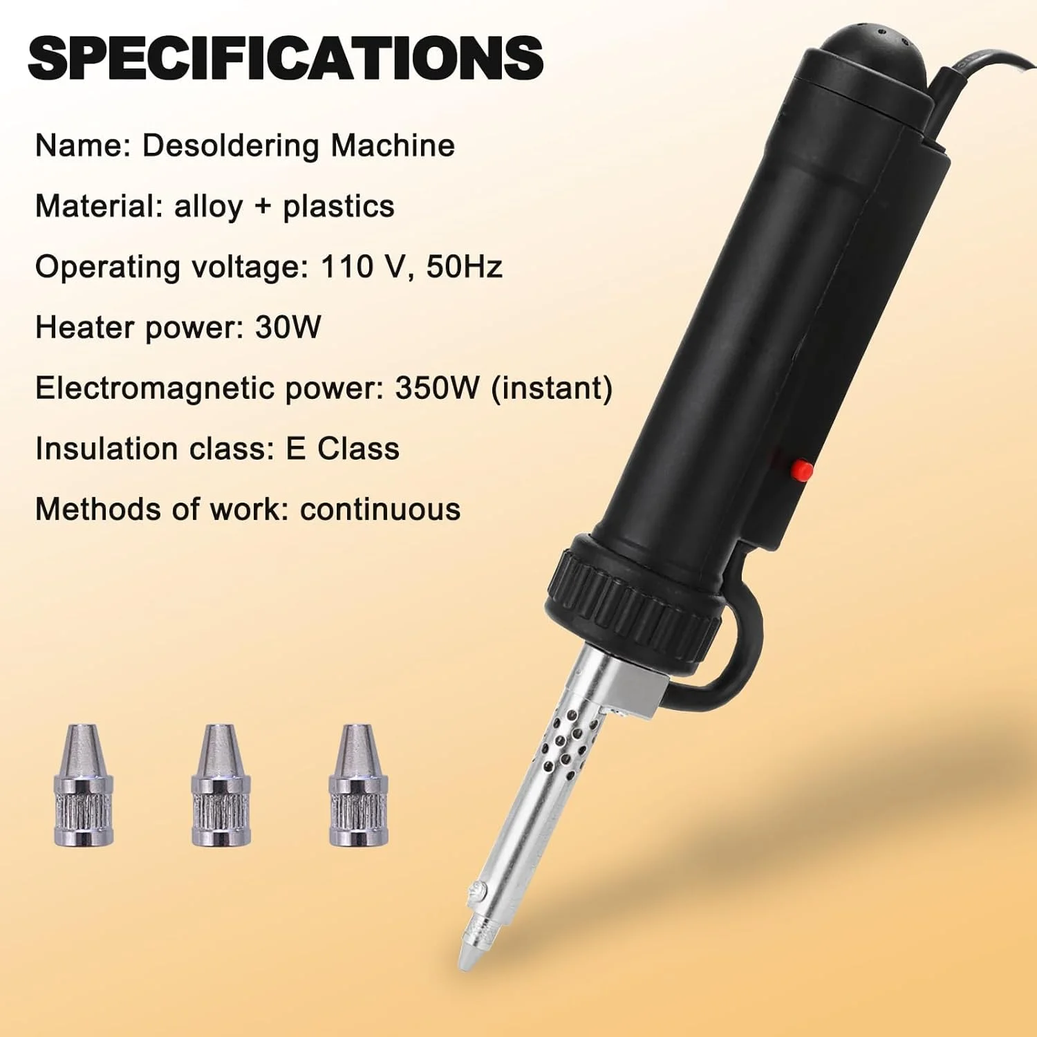 قلع کش برقی قابل حمل با 3 نازل، پمپ تخلیه قلع اتوماتیک، مکنده برقی AC220V 30W، ابزار تعمیر و حذف لحیم کاری با مکش فوق العاده قوی