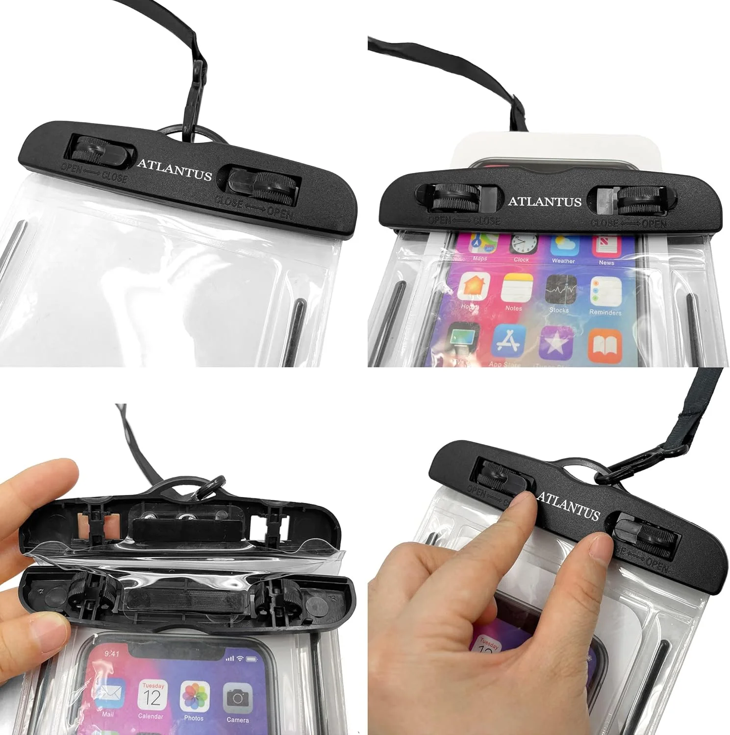 کیف ضد آب یونیورسال برای تلفن همراه تا 7 اینچ، مناسب برای آیفون 14 پرو مکس، 13 پرو مکس، گلکسی S20 S20+ S10 پلاس S10e / Note 10+ 9، پیکسل 4 XL تا 7 اینچ (مشکی)