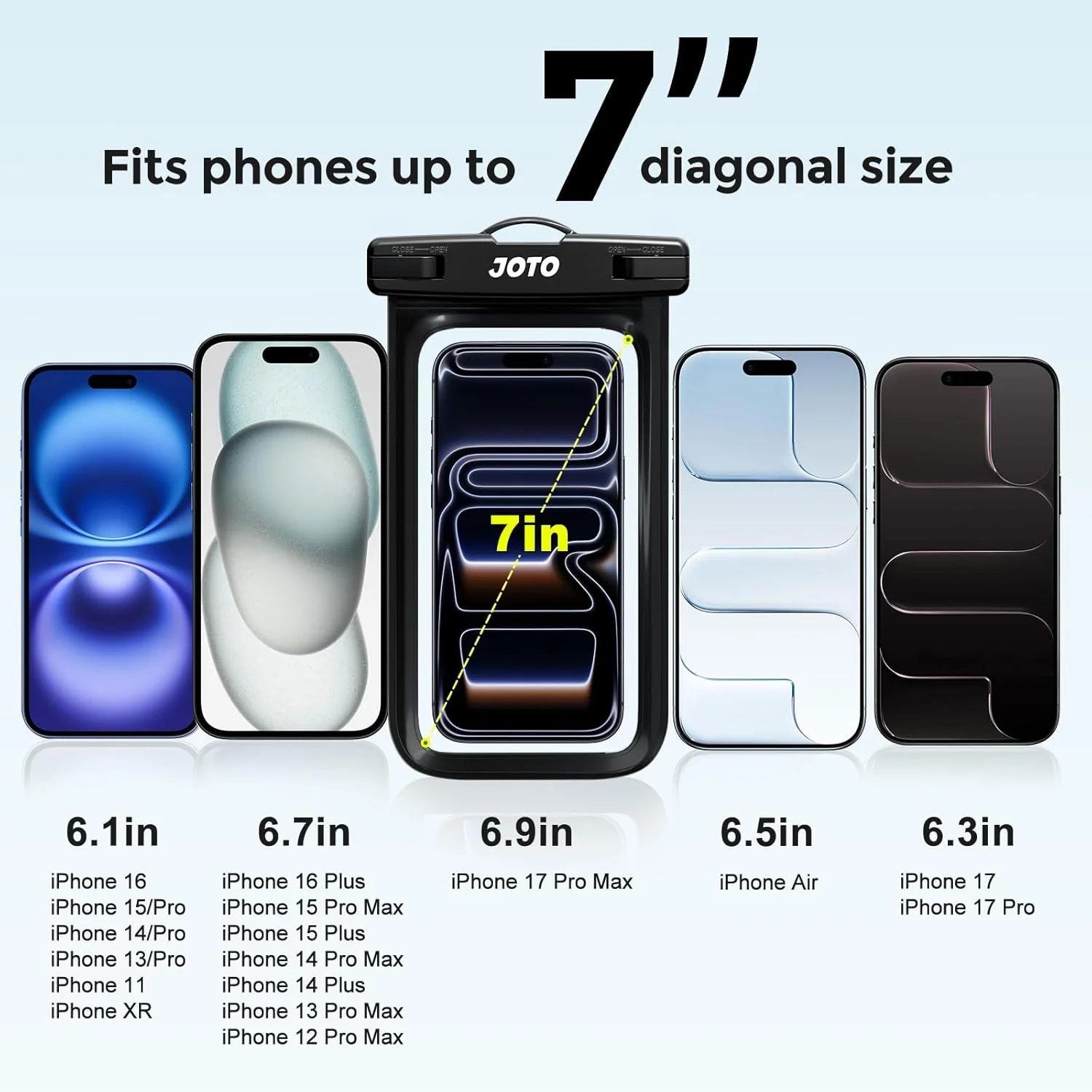کیف محافظ ضد آب گوشی موبایل JOTO مناسب برای آیفون 17 16 15 14 13 12 11 پرو مکس ایر مینی پلاس Xs XR X 8 7 6S، گلکسی S23 S22 S21 پلاس نوت، پیکسل تا 7 اینچ - مشکی کیف محافظ ضد آب گوشی موبایل JOTO مناسب برای آیفون 17 16 15 14 13 12 11 پرو مکس ایر مینی پلاس Xs XR X 8 7 6S، گلکسی S23 S22 S21 پلاس نوت، پیکسل تا 7 اینچ - مشکی