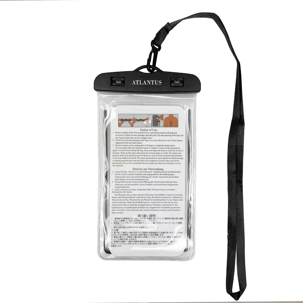 کیف ضد آب یونیورسال برای تلفن همراه تا 7 اینچ، مناسب برای آیفون 14 پرو مکس، 13 پرو مکس، گلکسی S20 S20+ S10 پلاس S10e / Note 10+ 9، پیکسل 4 XL تا 7 اینچ (مشکی)