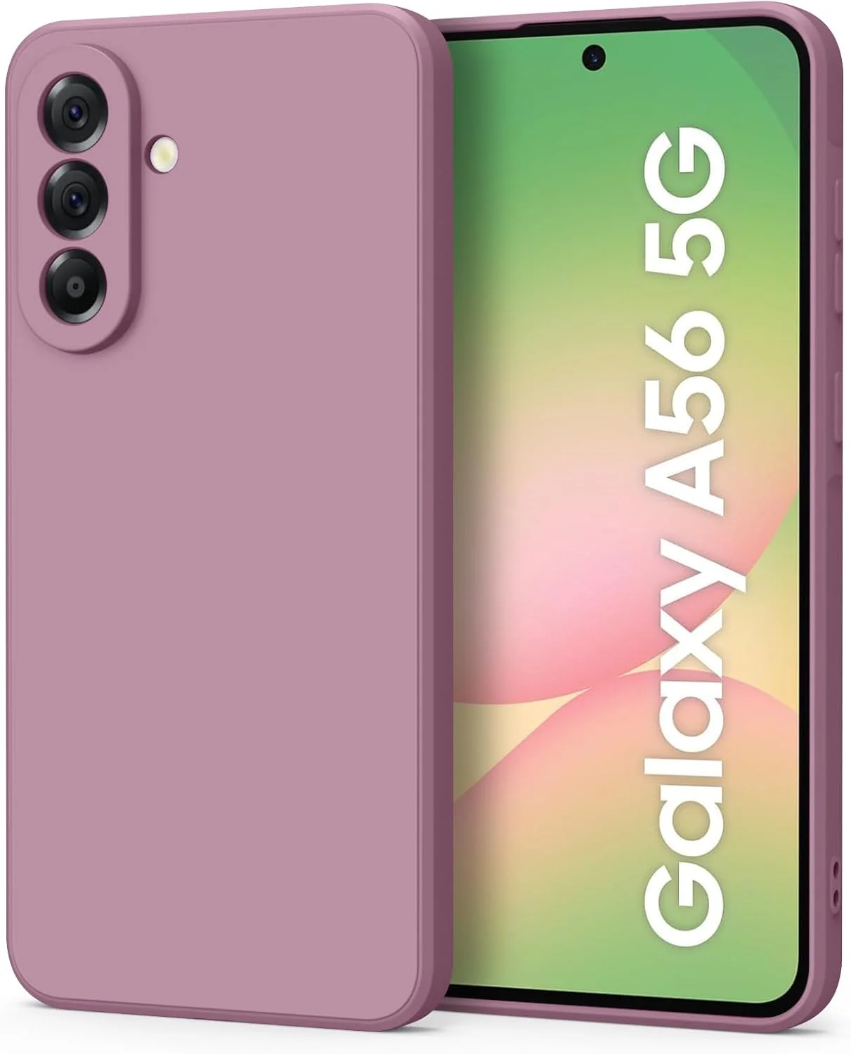 کاور سیلیکونی نرم برای گوشی سامسونگ گلکسی A56 سایز 6.7 اینچ 5G، [محافظت در برابر سقوط در سطح نظامی] [آستر میکروفیبر ضد خش] کاور باریک ضد ضربه برای گلکسی A56 (بنفش صورتی)