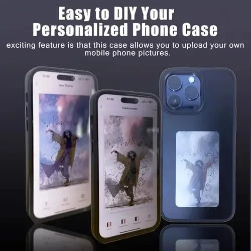 کاور موبایل هوشمند جوهر الکترونیکی NFC برای آیفون 15 پرو مکس - نمایش عکس DIY، صفحه نمایش جوهر الکترونیکی، انتقال NFC، ضد لغزش، ضد ضربه، قاب دیجیتال (مشکی)