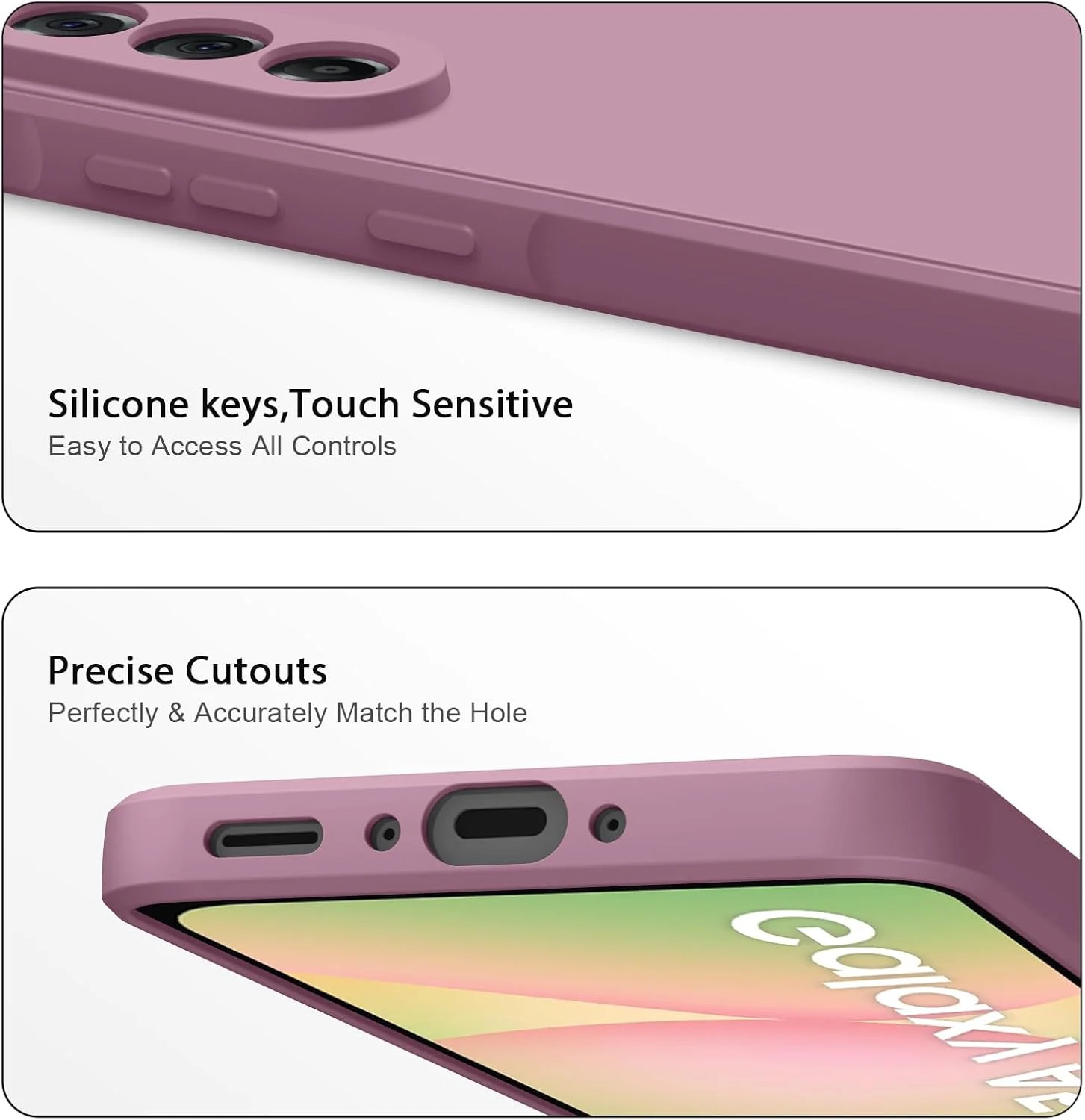 کاور سیلیکونی نرم برای گوشی سامسونگ گلکسی A56 سایز 6.7 اینچ 5G، [محافظت در برابر سقوط در سطح نظامی] [آستر میکروفیبر ضد خش] کاور باریک ضد ضربه برای گلکسی A56 (بنفش صورتی)