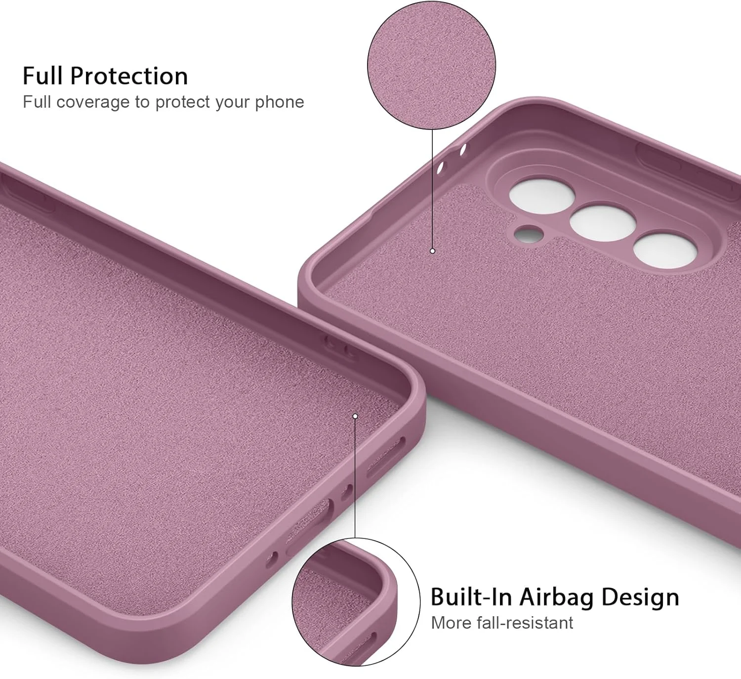 کاور سیلیکونی نرم برای گوشی سامسونگ گلکسی A56 سایز 6.7 اینچ 5G، [محافظت در برابر سقوط در سطح نظامی] [آستر میکروفیبر ضد خش] کاور باریک ضد ضربه برای گلکسی A56 (بنفش صورتی)