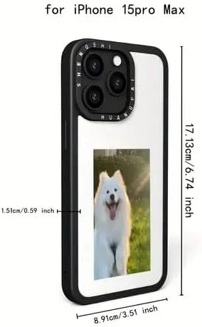 کاور موبایل هوشمند جوهر الکترونیکی NFC برای آیفون 15 پرو مکس - نمایش عکس DIY، صفحه نمایش جوهر الکترونیکی، انتقال NFC، ضد لغزش، ضد ضربه، قاب دیجیتال (مشکی)