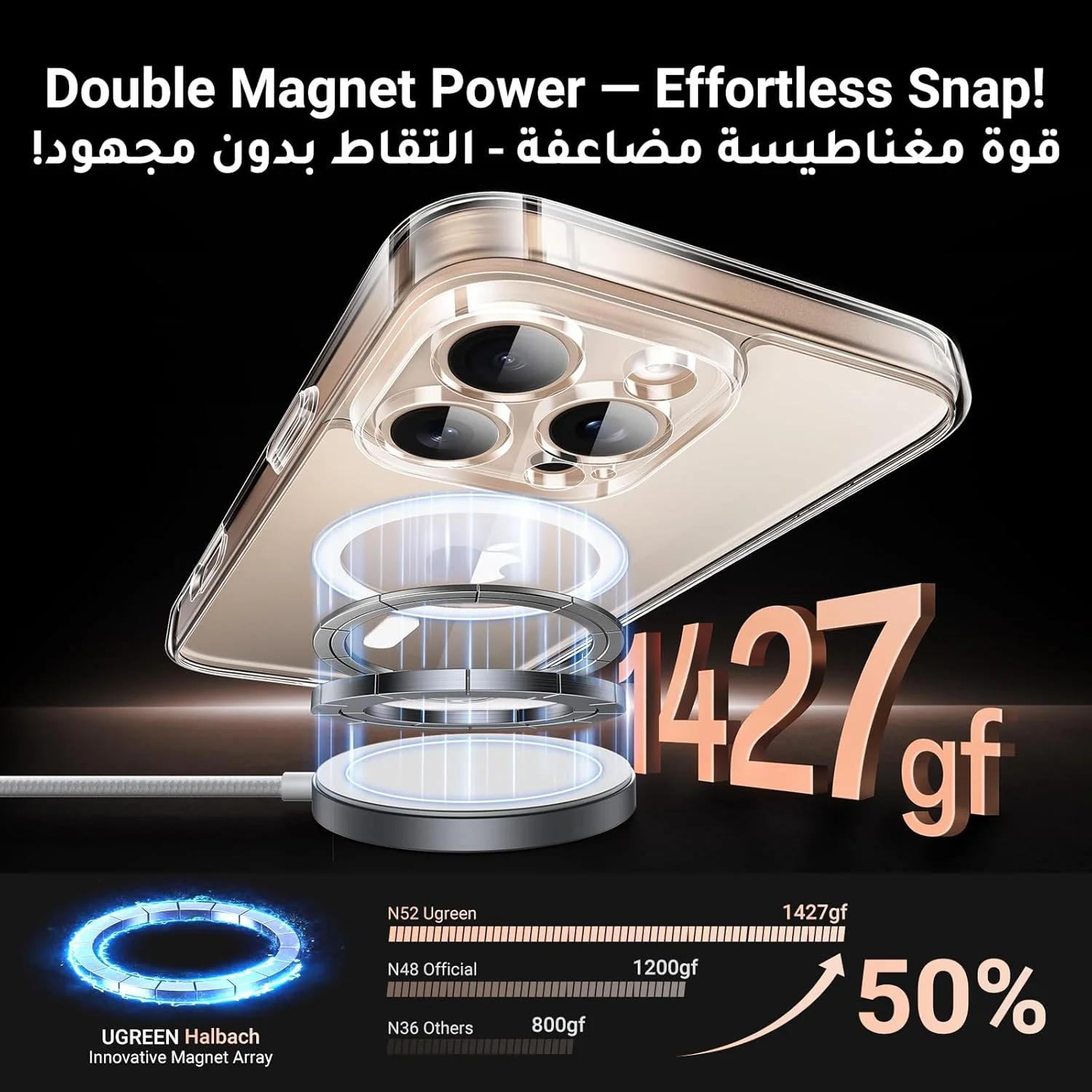 کاور محافظ آیفون 16 پرو مکس UGREEN MagSafe (MagU) با تکنولوژی iCrystal، محافظت درجه نظامی، ضد خش، محافظت از دوربین، مغناطیسی و فوق العاده باریک مناسب آیفون 16 پرو مکس 6.9 اینچی کاور محافظ آیفون 16 پرو مکس UGREEN MagSafe (MagU) با تکنولوژی iCrystal، محافظت درجه نظامی، ضد خش، محافظت از دوربین، مغناطیسی و فوق العاده باریک مناسب آیفون 16 پرو مکس 6.9 اینچی