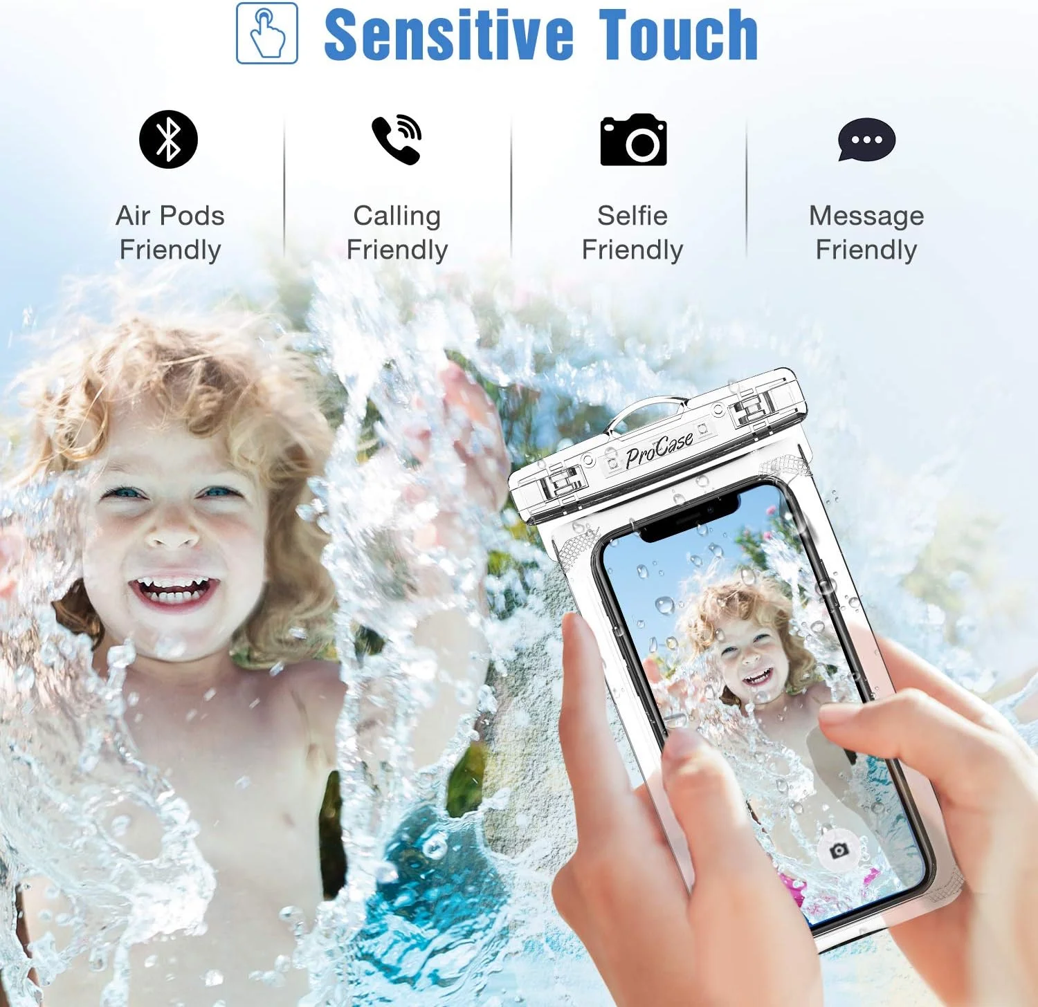 کیف محافظ ضد آب گوشی ProCase مناسب برای آیفون 17 16 15 14 13 Pro Max Air Mini 12 11 Pro Max XR XS X 8 7 6S Plus، گلکسی S23 S22 S21 Note Pixel تا 7 اینچ، لوازم ضروری سفر دریایی - بسته 2 عددی، شفاف