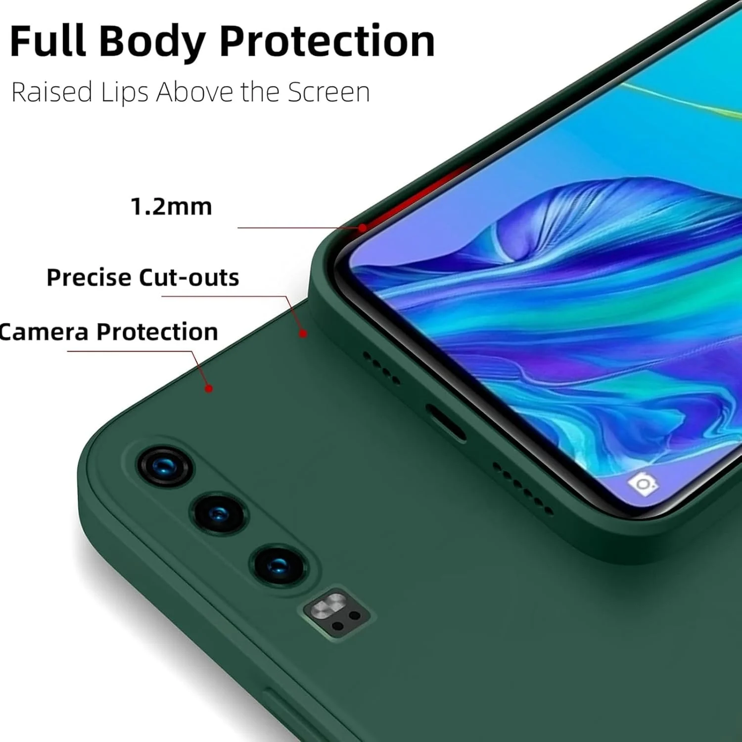 کاور سیلیکونی محافظ گوشی هواوی P30، نازک با محافظت از دوربین، داخلی نرم، باریک و انعطاف پذیر (مناسب برای هواوی P30 - سبز) کاور سیلیکونی محافظ گوشی هواوی P30، نازک با محافظت از دوربین، داخلی نرم، باریک و انعطاف پذیر (مناسب برای هواوی P30 - سبز)