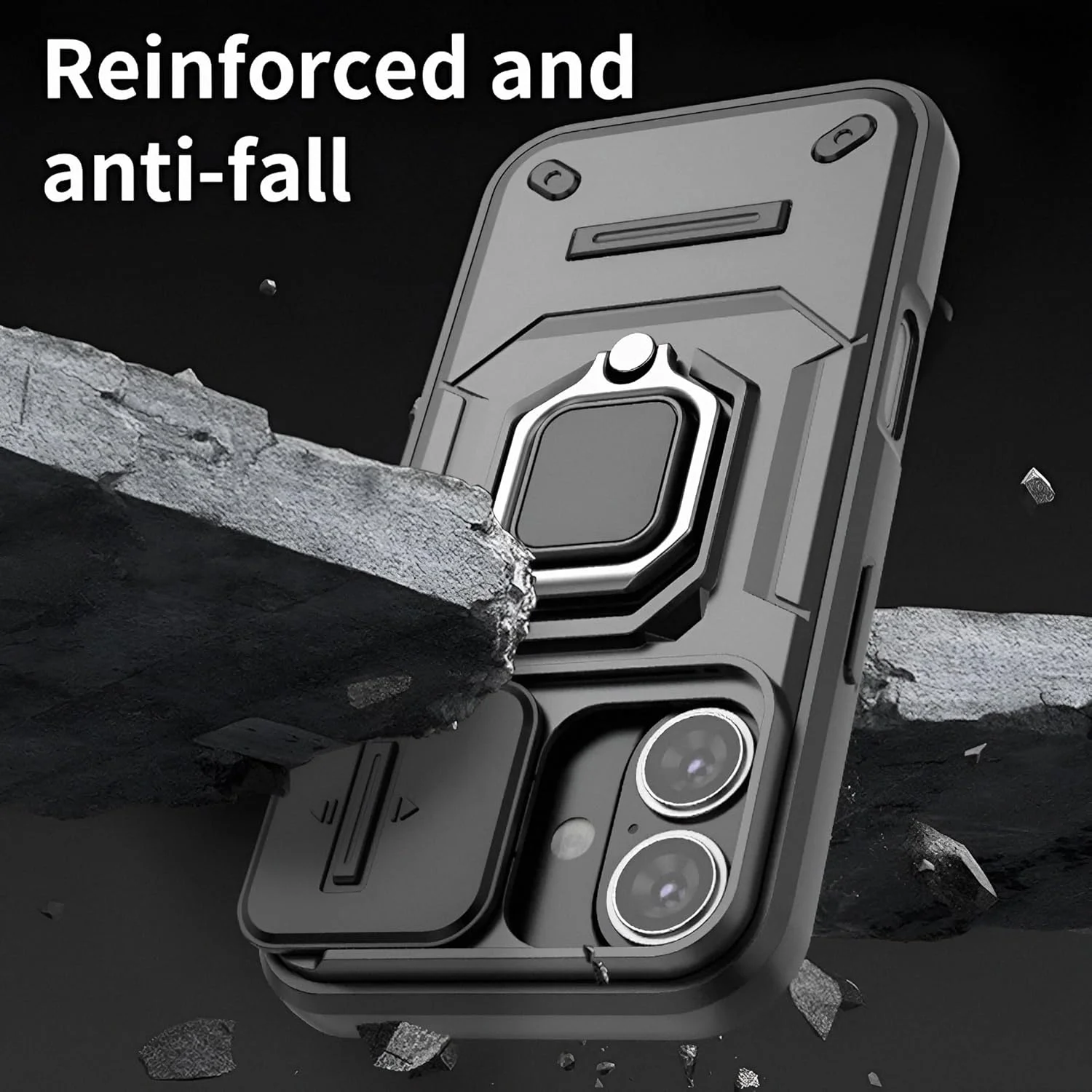 قاب گوشی موبایل سامسونگ S24 5G با پایه چرخان 360 درجه، پوشش کشویی دوربین، حلقه نگهدارنده مغناطیسی قوی، پوشش محافظ چند لایه برای سامسونگ S24 5G