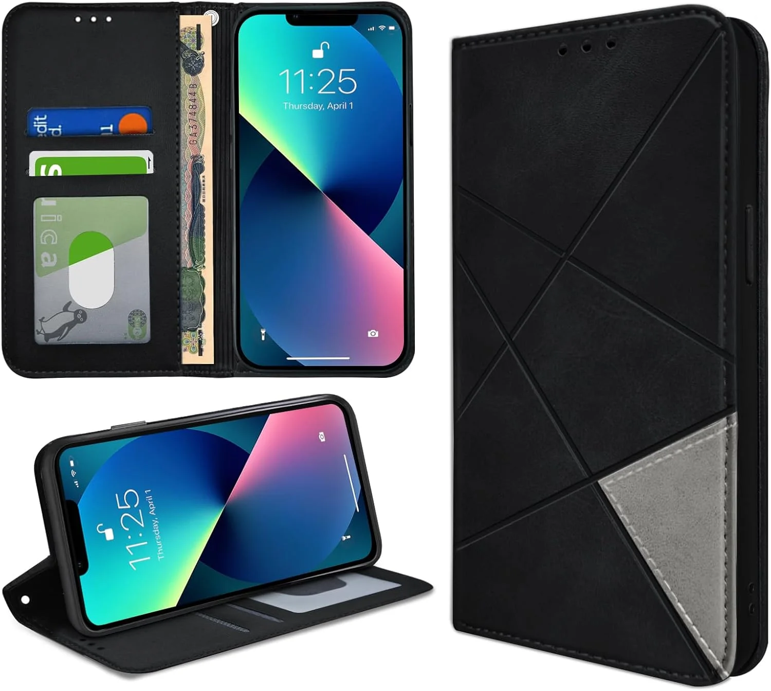 کیف پول چرمی پریمیوم گوشی آیفون 13 مدل bjnosdv، دارای 2 جای کارت، کاور ضد ضربه تاشو با قابلیت استند و جذب مغناطیسی پنهان - مشکی کیف پول چرمی پریمیوم گوشی آیفون 13 مدل bjnosdv، دارای 2 جای کارت، کاور ضد ضربه تاشو با قابلیت استند و جذب مغناطیسی پنهان - مشکی