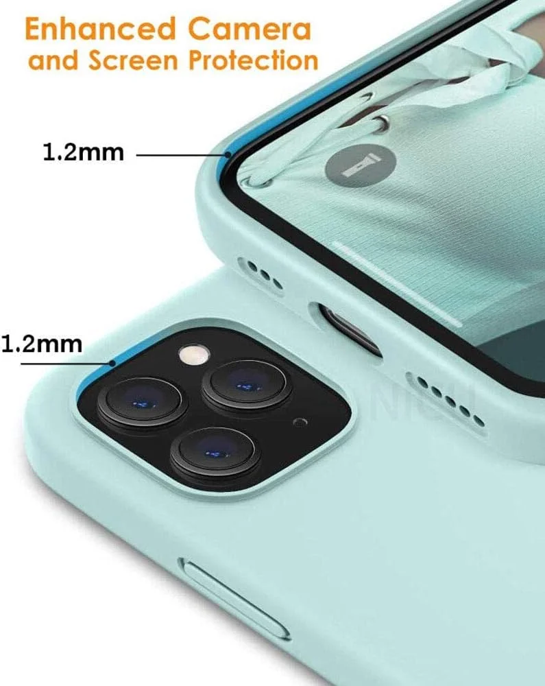 قاب محافظ سیلیکونی نرم گوشی آیفون 12 پرو، محافظت کامل از بدنه، ضد خش، ضد ضربه، محافظت در برابر سقوط، باریک، بامپر لاستیکی (آبی)